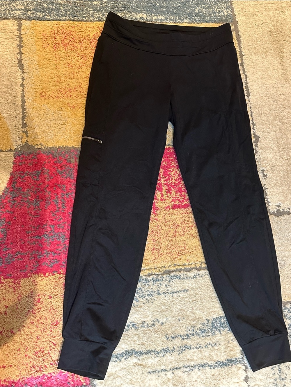 Athleta joggers sweatpants winter hiking leg zipper pocket small black